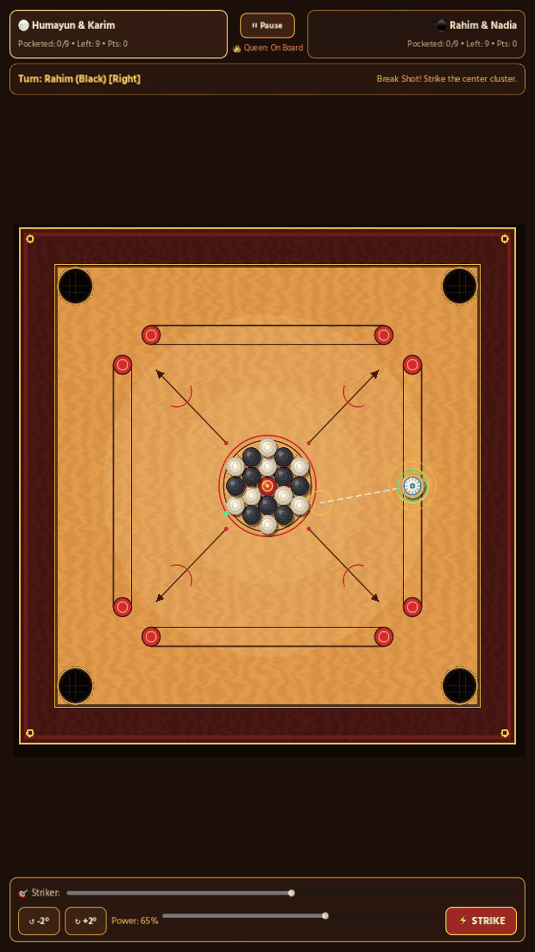 Carrom by Walletmix — 4P Doubles — Royal Bengal Mahogany